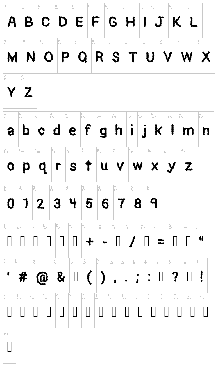 Black Pixel font map